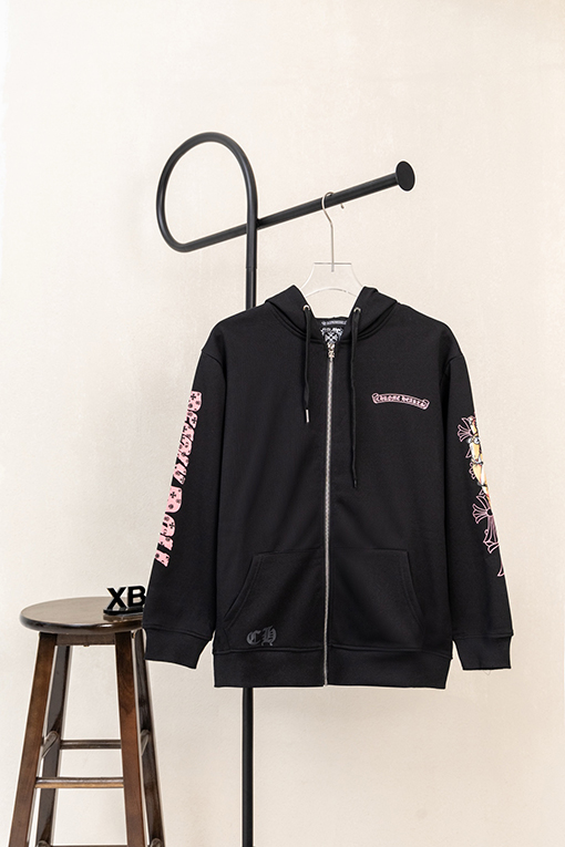 クロムハーツスーパーコピー コミックブックガールとのコラボレーション ジップアップ フード付き ドローストリングジャケット