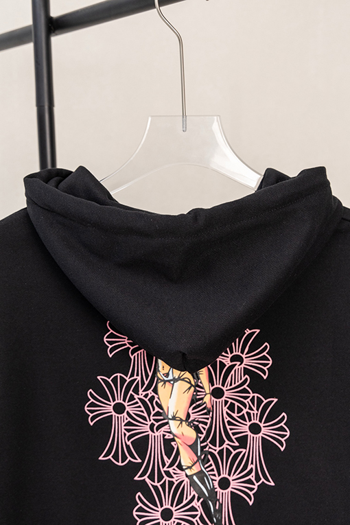 クロムハーツスーパーコピー コミックブックガールとのコラボレーション ジップアップ フード付き ドローストリングジャケット