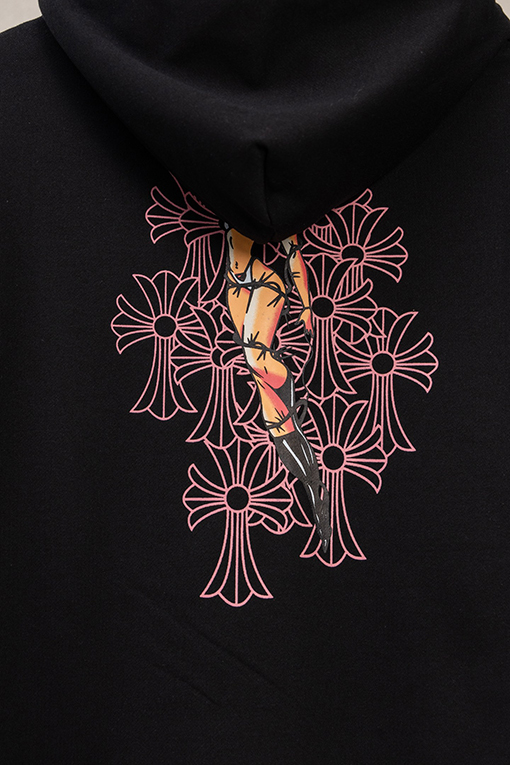 クロムハーツスーパーコピー コミックブックガールとのコラボレーション ジップアップ フード付き ドローストリングジャケット