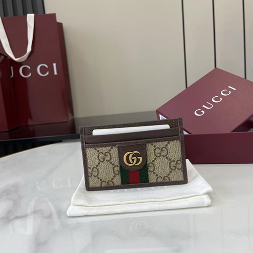 グッチブランドスーパーコピー Ophidia 黒革製カードホルダーシリーズ