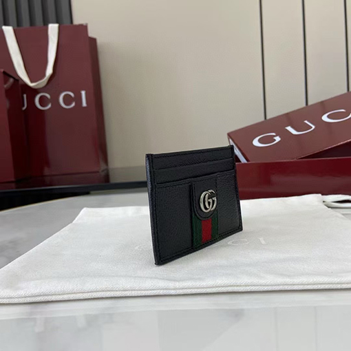 グッチブランドスーパーコピー Ophidia 黒革製カードホルダーシリーズ