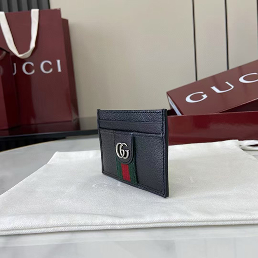 グッチブランドスーパーコピー Ophidia 黒革製カードホルダーシリーズ