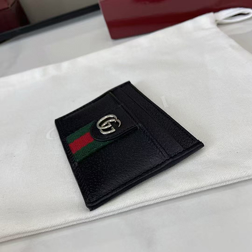 グッチブランドスーパーコピー Ophidia 黒革製カードホルダーシリーズ