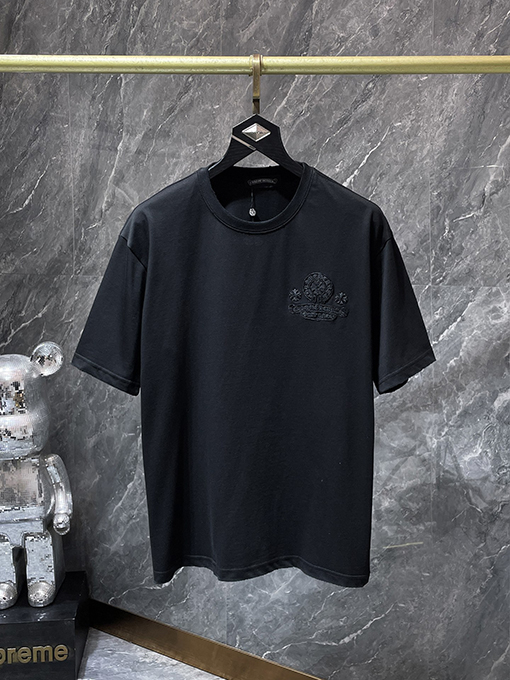 クロムハーツ 蹄鉄とサンスクリット十字の刺繍り半袖Tシャツ