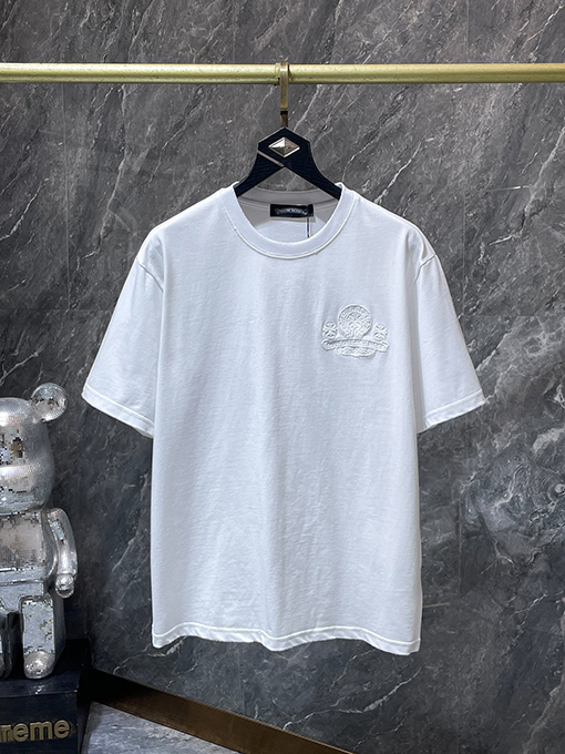 クロムハーツ 蹄鉄とサンスクリット十字の刺繍り半袖Tシャツ