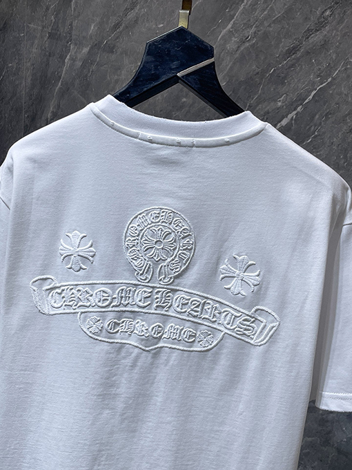 クロムハーツ 蹄鉄とサンスクリット十字の刺繍り半袖Tシャツ