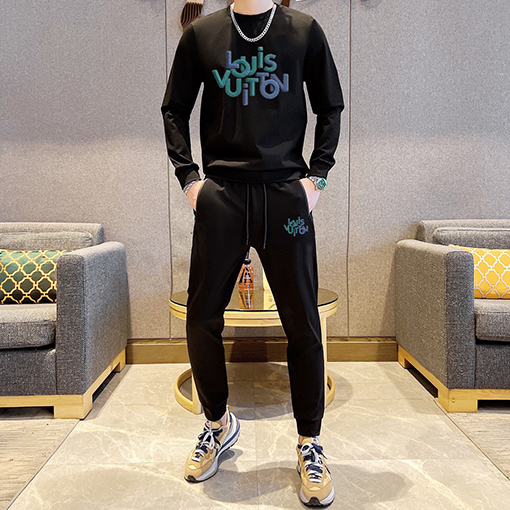 ルイヴィトンブランドコピー 最新のトレンドクルーネックのスウェットシャツとパンツのセット