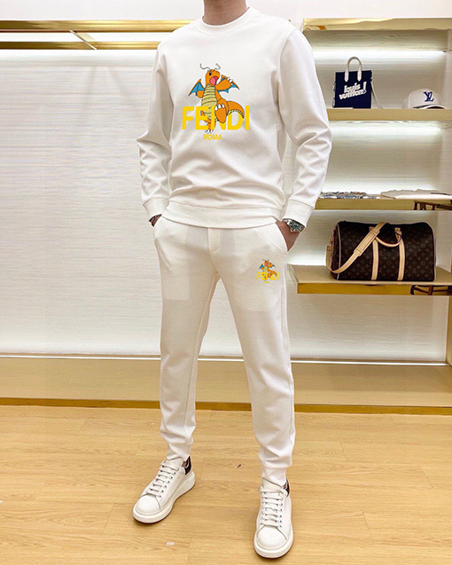 フェンディ FENDI 新モデル人気のクルーネックのスウェットシャツとパンツのセット