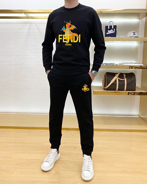 フェンディ FENDI 新モデル人気のクルーネックのスウェットシャツとパンツのセット