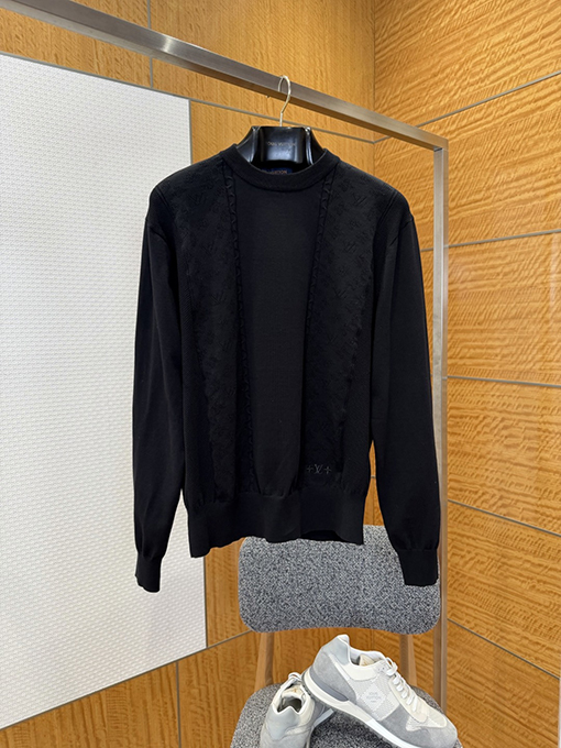 ルイヴィトン ジャカードパッチワーククルーネックニットセーター