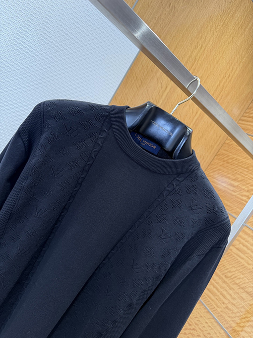 ルイヴィトン ジャカードパッチワーククルーネックニットセーター