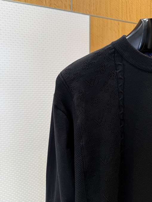 ルイヴィトン ジャカードパッチワーククルーネックニットセーター