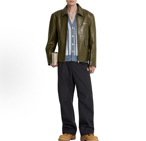 ルイヴィトン LOUIS VUITTON レターロゴ入りラペルジップアップレザージャケット