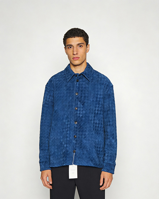 ボッテガヴェネタ スエード織り襟のレザージャケット