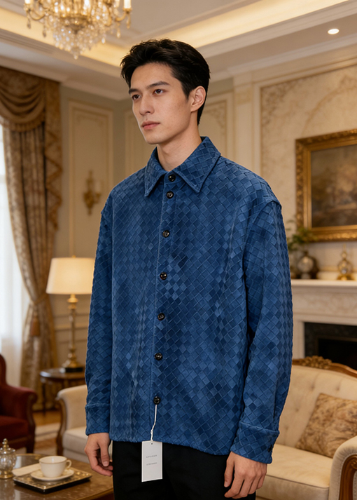 ボッテガヴェネタ スエード織り襟のレザージャケット