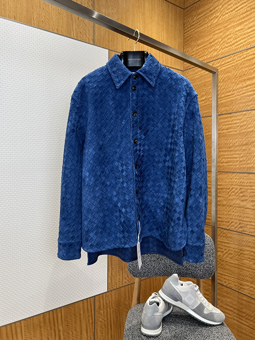 ボッテガヴェネタ スエード織り襟のレザージャケット