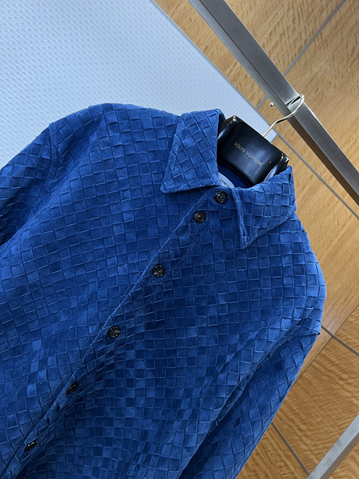 ボッテガヴェネタ スエード織り襟のレザージャケット