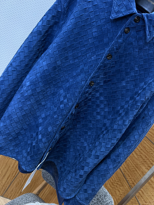 ボッテガヴェネタ スエード織り襟のレザージャケット