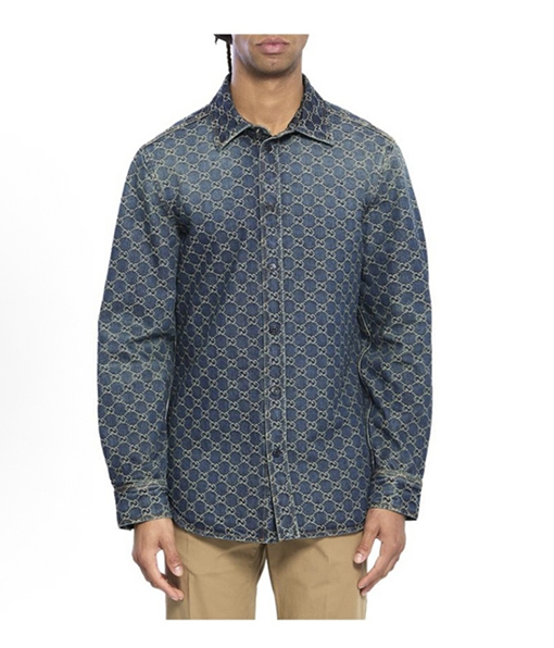 グッチブランドスーパーコピー 全面プリントのデニムジャケット