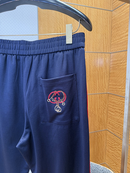 グッチコピー 刺繍りカラーブロックカジュアルパンツ