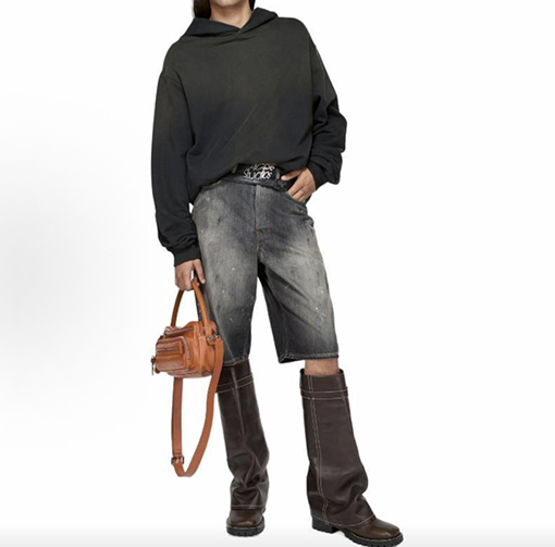 アクネストゥディオズ ダメージのスプラッターペイントデニムカプリパンツ