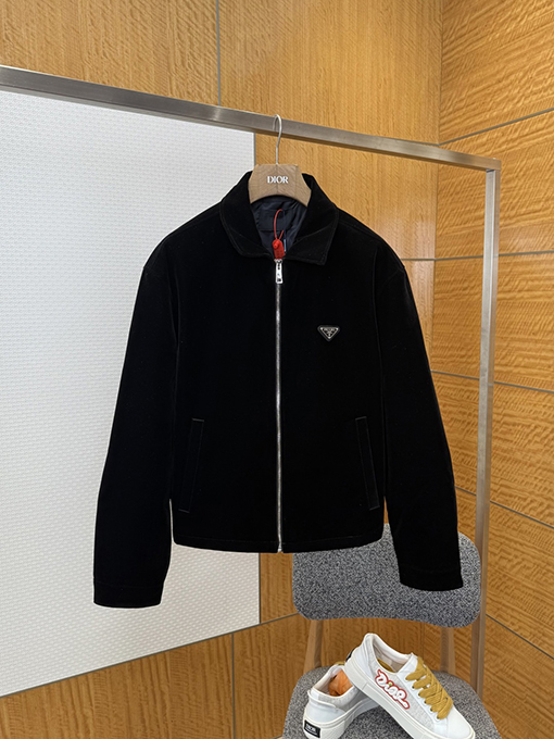 プラダコピー ベルベット素材のスタンドカラージャケット