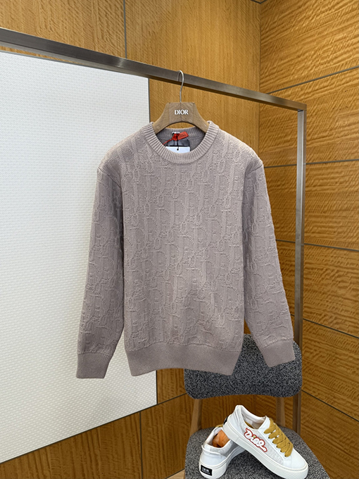 ディオール 全面ジャカード織りのクルーネックニットセーター