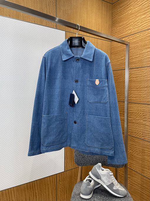 ルイヴィトンコピー デニムポケット付きレザーデニムスーツ