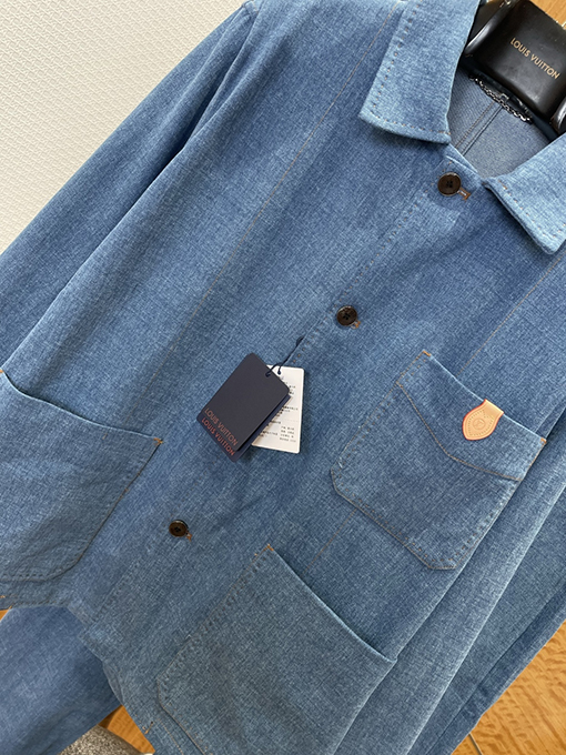 ルイヴィトンコピー デニムポケット付きレザーデニムスーツ