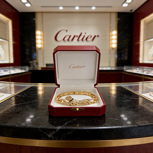 カルティエ ダイヤモンドがちりばめられたパンサーのブレスレット