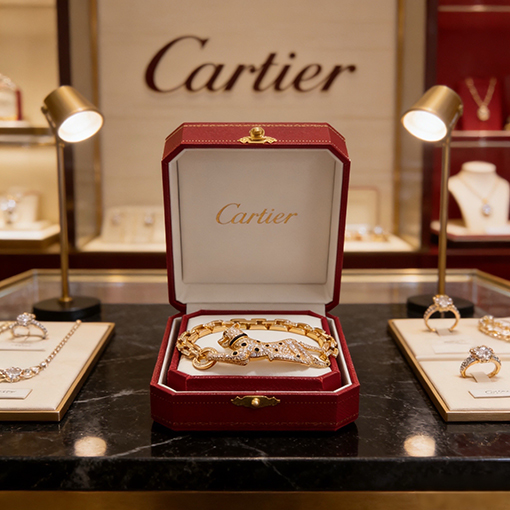 カルティエ ダイヤモンドがちりばめられたパンサーのブレスレット