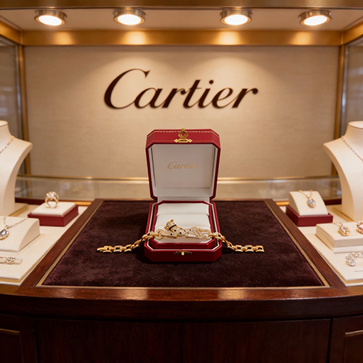 カルティエ ダイヤモンドがちりばめられたパンサーのブレスレット