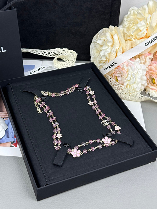 シャネル 新作レディースピンクフラワー樹脂ネックレス／セーターチェーン