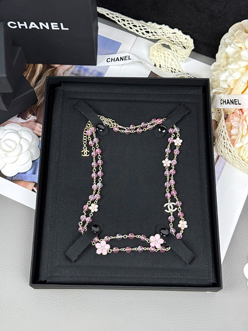 シャネル 新作レディースピンクフラワー樹脂ネックレス／セーターチェーン
