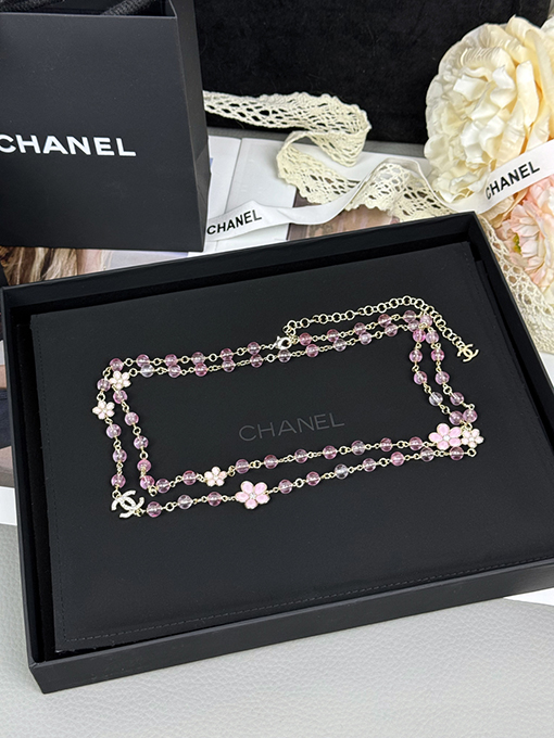 シャネル 新作レディースピンクフラワー樹脂ネックレス／セーターチェーン