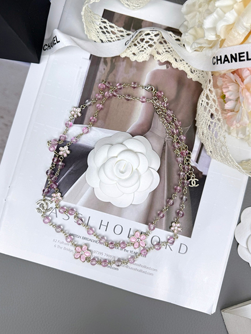 シャネル 新作レディースピンクフラワー樹脂ネックレス／セーターチェーン