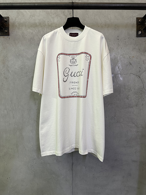 グッチ 午年アーリースプリングリゾートコレクションクルーネックプリント半袖Tシャツ