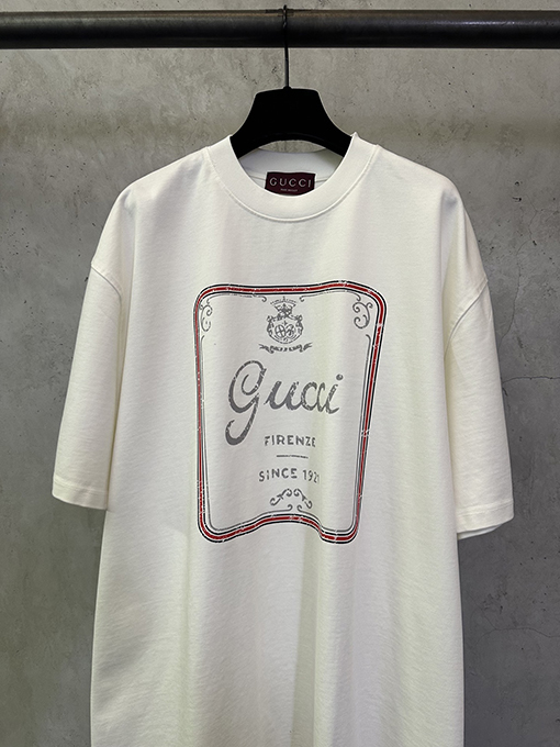 グッチ 午年アーリースプリングリゾートコレクションクルーネックプリント半袖Tシャツ