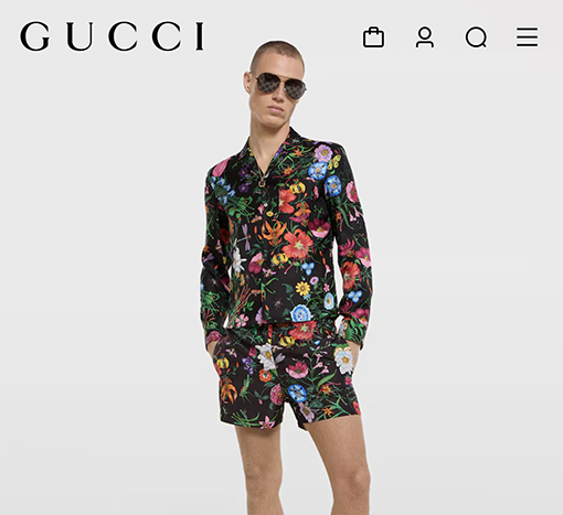 グッチ 花柄の長袖シャツ