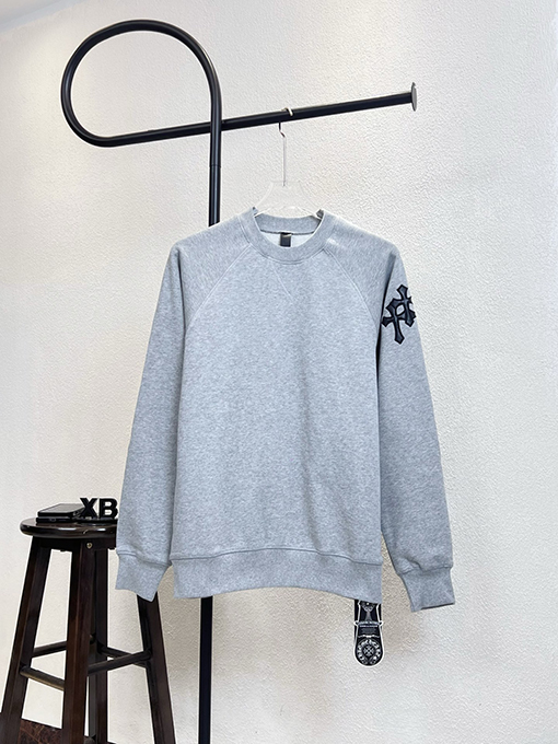 クロムハーツ クロスラベリングの刺繍りクルーネックのスウェットシャ