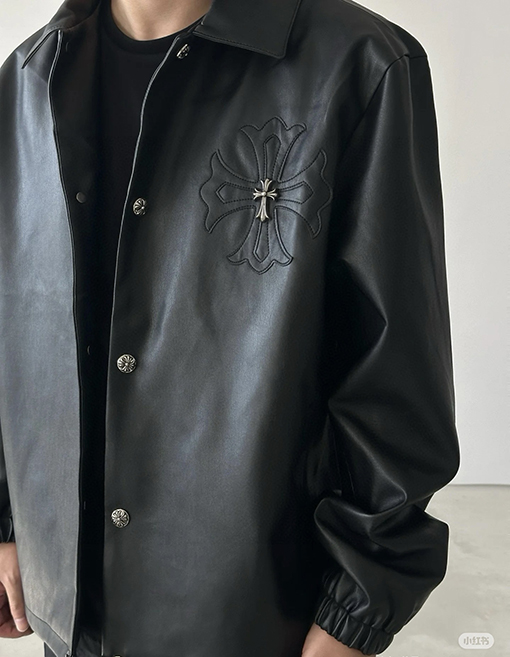 クロムハーツ スナップボタン付きメタルクロスレザージャケット