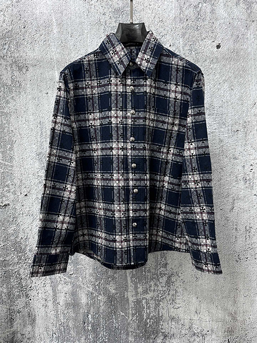 クロムハーツスーパーコピー クラシックなペイズリー柄のクロスプリントジャカード長袖カジュアルシャツ