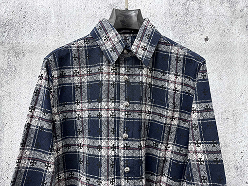 クロムハーツスーパーコピー クラシックなペイズリー柄のクロスプリントジャカード長袖カジュアルシャツ