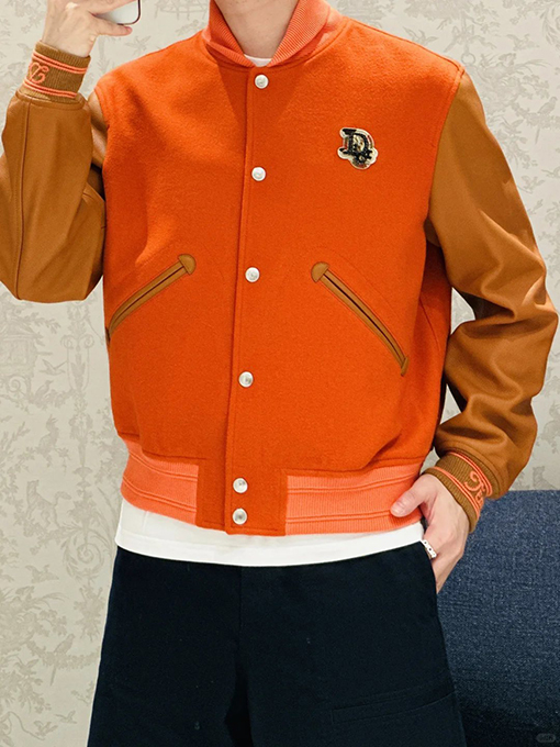 ディオール 装飾ポケット付きスタンドカラーベースボールジャージ