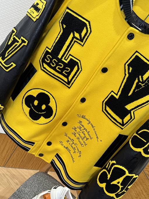 ルイヴィトン カラーブロックの文字パッチワークベースボールジャージ