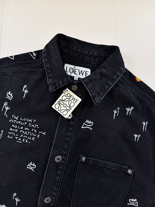 ロエベブランドスーパーコピー Louis wain 猫の刺繍りデニムシャツジャケットツ