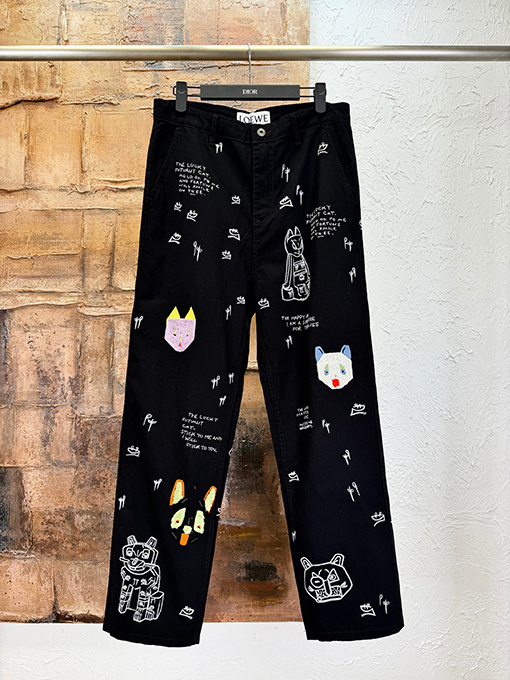 ロエベ Louis wain スタイリッシュな猫柄ジーンズ