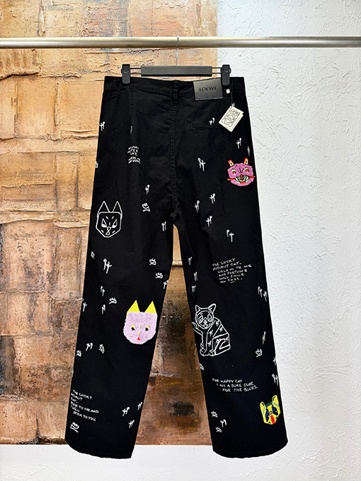 ロエベ Louis wain スタイリッシュな猫柄ジーンズ