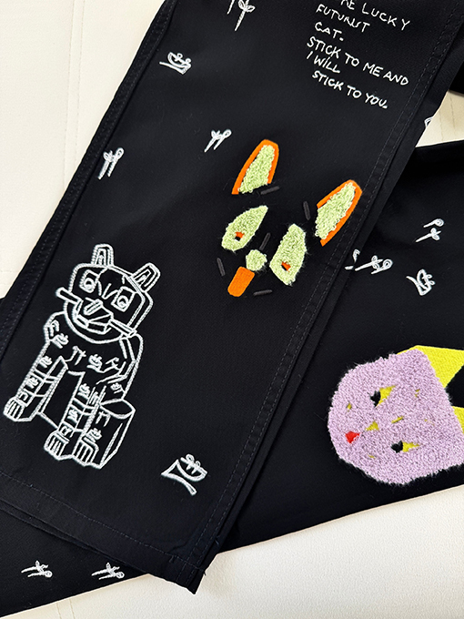 ロエベ Louis wain スタイリッシュな猫柄ジーンズ