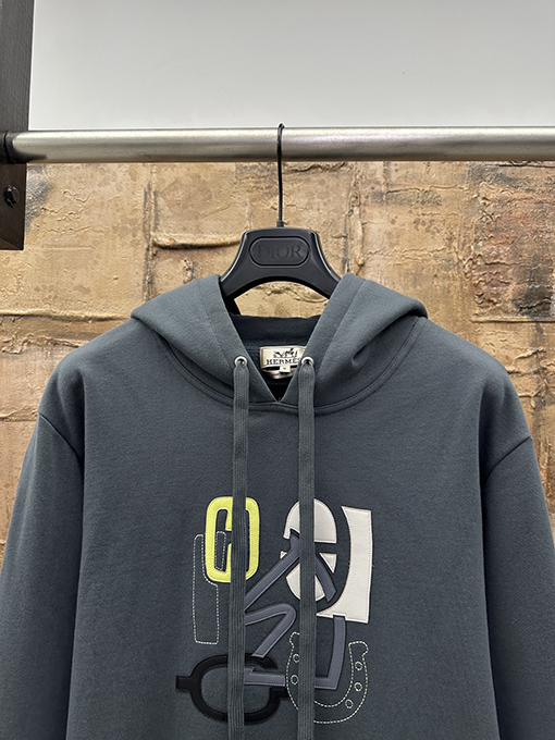 エルメスブランドスーパーコピー レザー刺繍入りパーカー